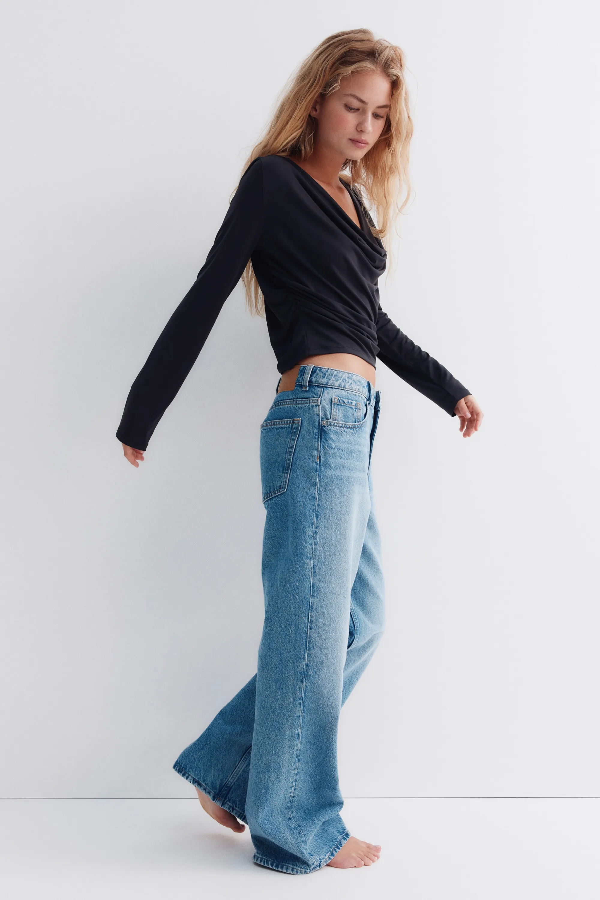 Top en jersey à effet drapé - Gris foncé