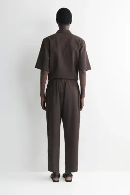PANTALON REGULAR FUSEAU EN CRÊPE - BRUN — photo 4