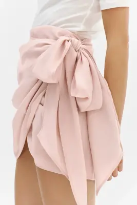 Jupe portefeuille drapée - Rose clair — photo 2