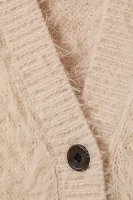Cardigan oversize à col en V - Beige — photo 3
