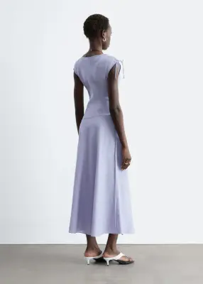 Robe midi évasée en lin - Lilas — photo 5