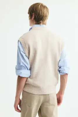 Pull sans manches Relaxed Fit - Beige clair chiné — photo 2
