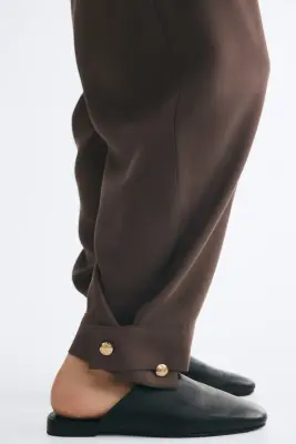 Pantalon barrel en modal mélangé - Marron foncé — photo 2