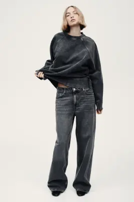Baggy Regular Waist Jeans - Gris denim — photo 2