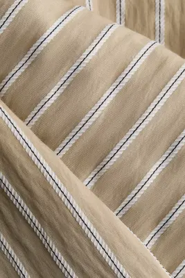 Blouse avec détail à nouer - Beige clair/rayé — photo 4