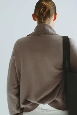 Pull col roulé en cachemire - Taupe clair — photo 3