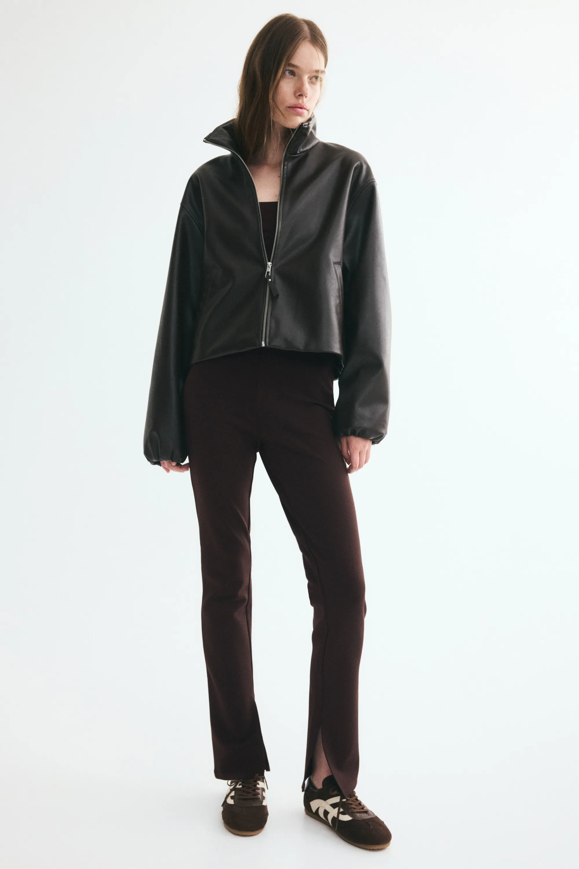 Pantalon à taille élastique en jersey romanite - Marron foncé