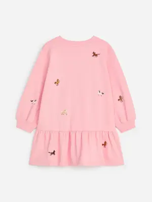 Robe sweat brodée - Rose/Chevaux — photo 2