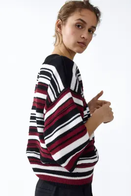 Pull à manches courtes - Bleu marine/rayé — photo 2