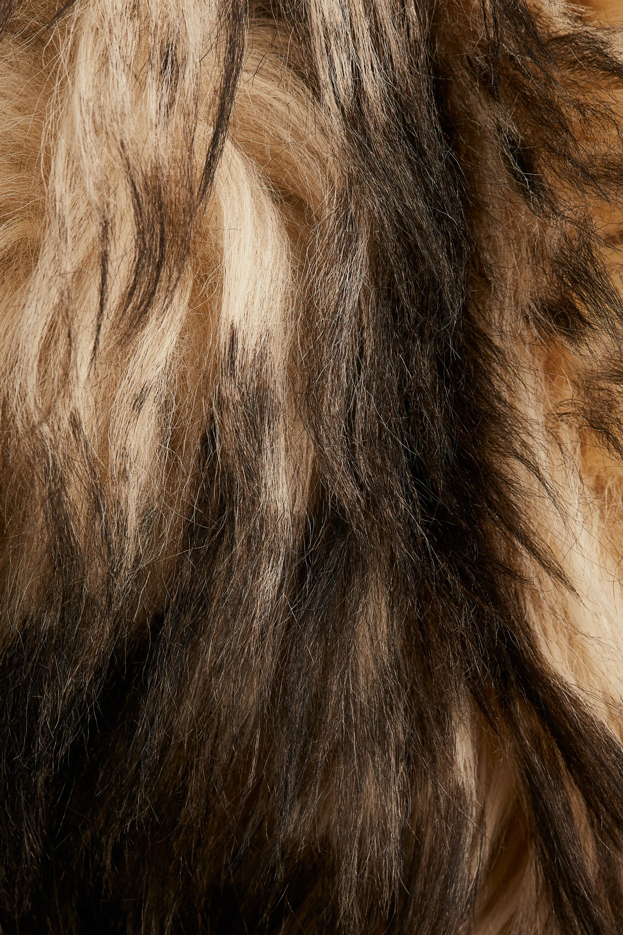 Veste réversible en peau lainée - Marron foncé/beige