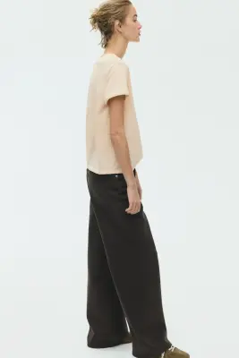 T-shirt à bords roulottés - Beige clair — photo 4