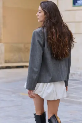 Blazer boxy - Gris/carreaux — photo 4