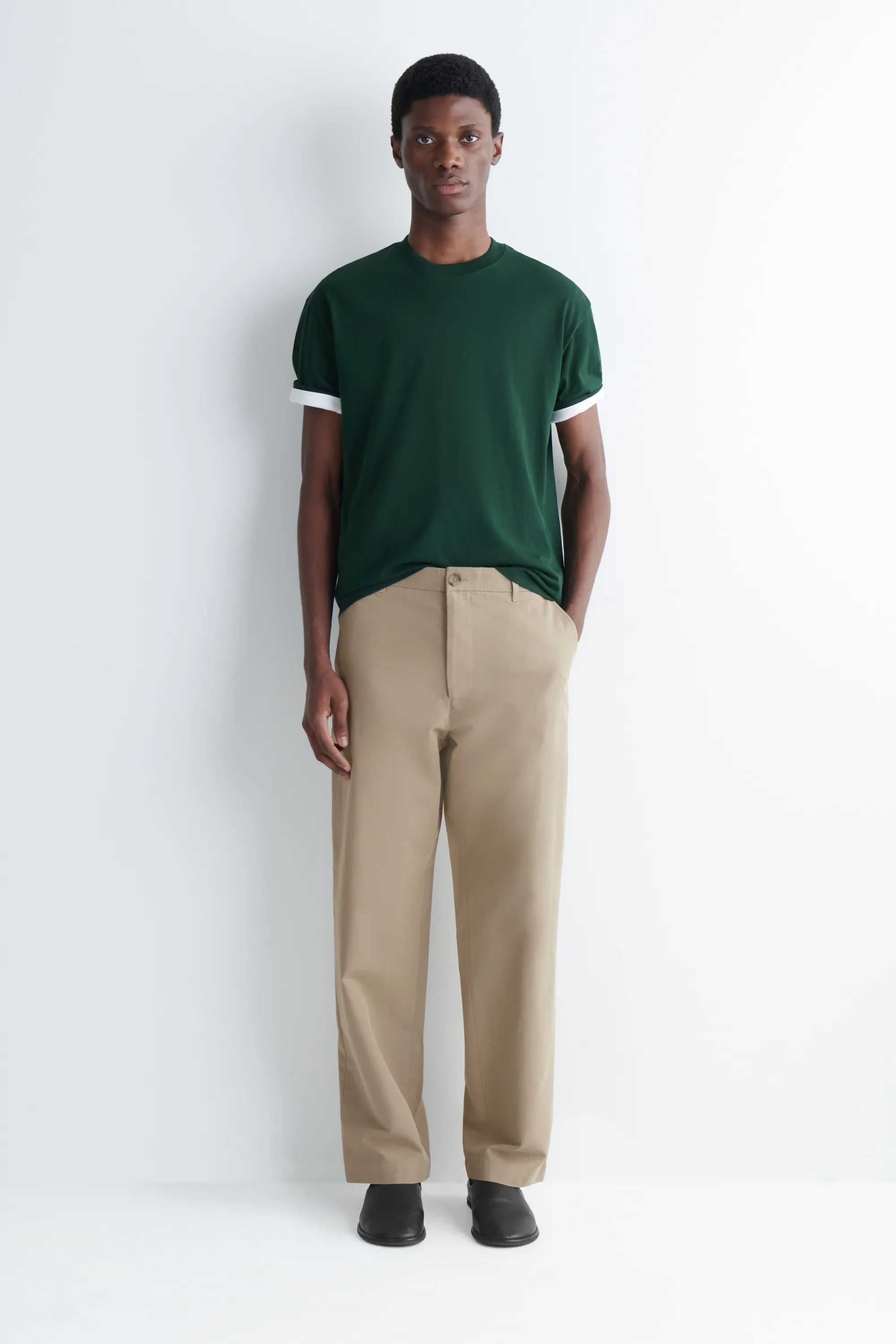 T-SHIRT DÉCONTRACTÉ EN COTON LÉGER - VERT FONCÉ