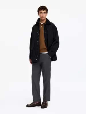 Manteau ciré mi-long - Noir — photo 2