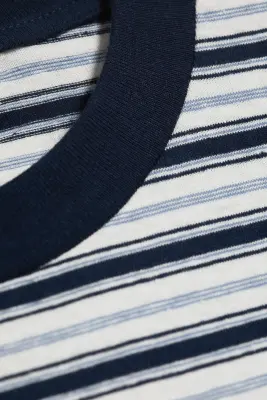 T-shirt carré en coton - Bleu rayé — photo 4