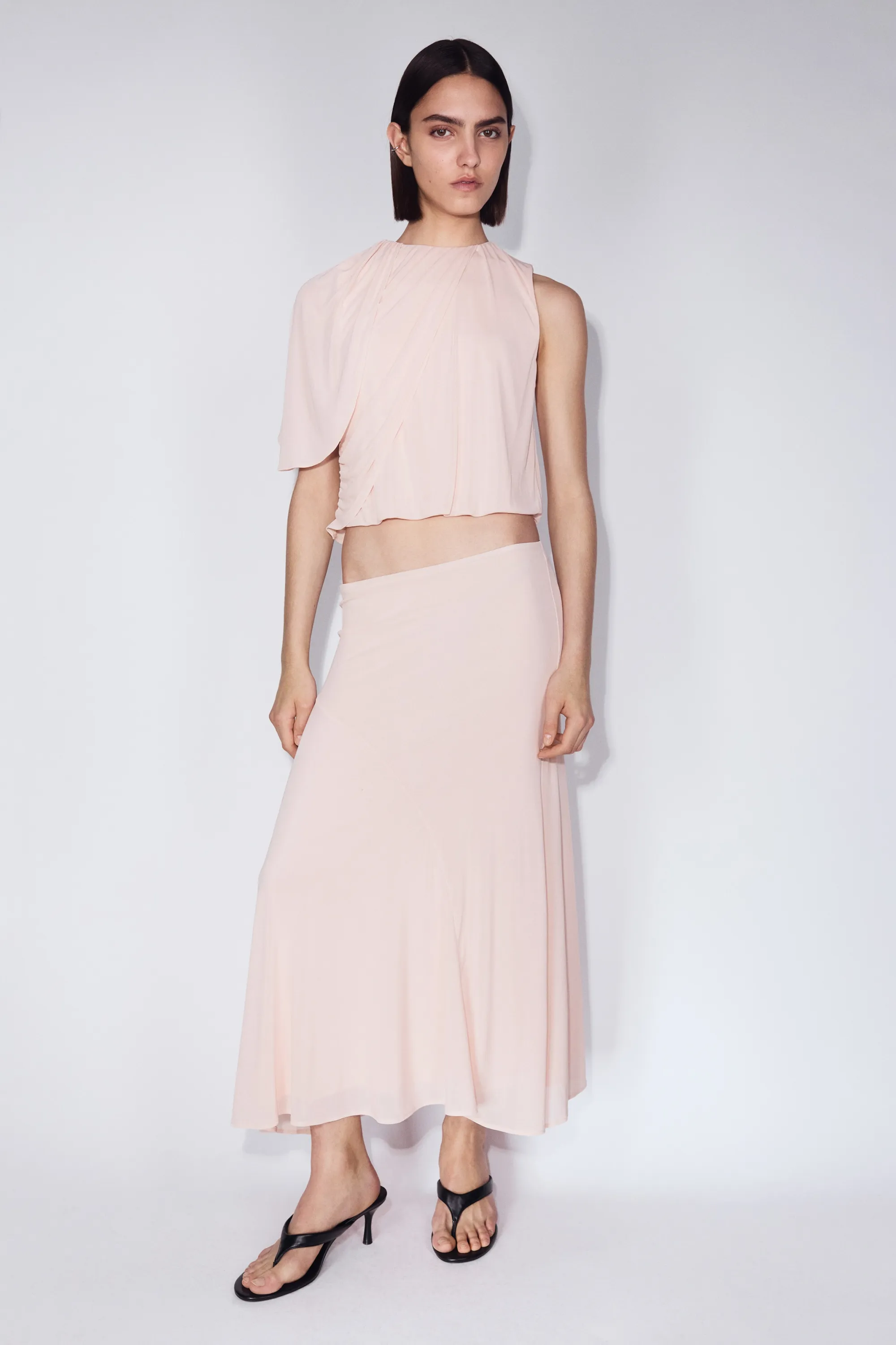 Top court avec détail façon cape - Rose pâle