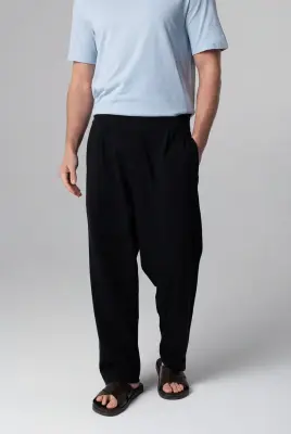 Pantalon Noir en Coton / Lin / Coton organique — photo 2