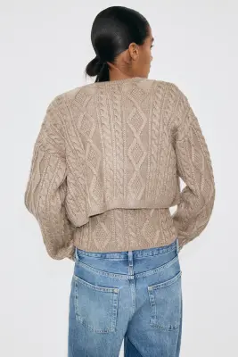 Gilet en maille torsadée - Taupe — photo 3