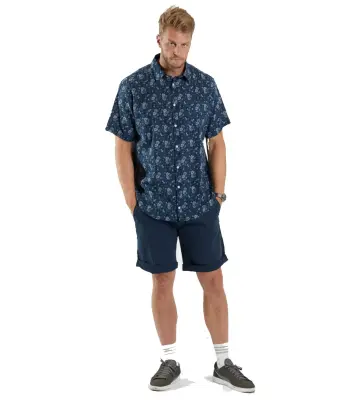 ALL SIZE GRANDE LONGUEUR CHEMISE FLEURS Marine — photo 4
