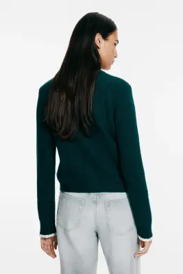 Gilet en maille torsadée - Vert foncé — photo 4