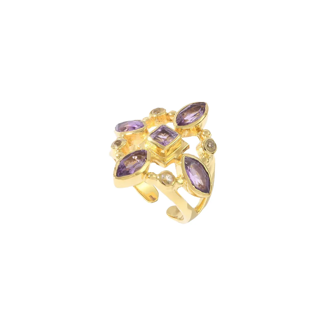 Bague Rosie en améthyste violette et citrine - Leticia Ponti