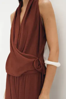 Top portefeuille texturé - Brun rouille — photo 3
