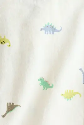 Ensemble 2 pièces en jersey de coton - Blanc/dinosaures — photo 1