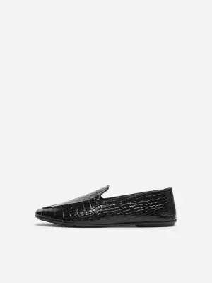 Mocassins en cuir façon croco - Noir — photo 4