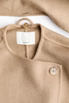 Manteau fait main en laine mélangée - Beige — photo 5