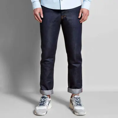 Jeans demi slim brut en lin metis Thomas