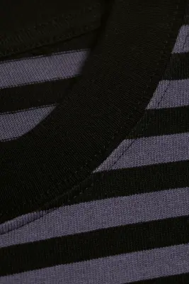 T-shirt ample à manches longues - Lilas rayé/Noir — photo 4