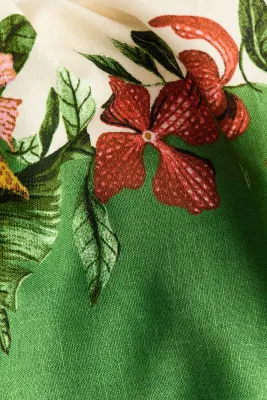 Robe dos nu en lin mélangé - Vert/fleurs — photo 4
