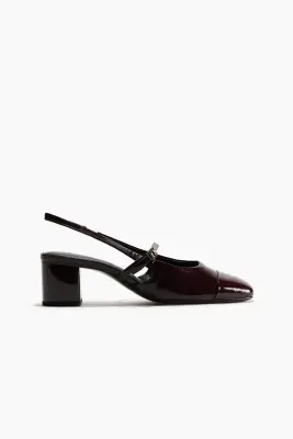 Escarpins à bride arrière avec talon bloc - Bordeaux — photo 1