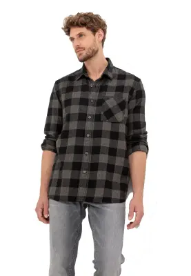 CAMEL ACTIVE CHEMISE CARREAUX Noir Gris — photo 4