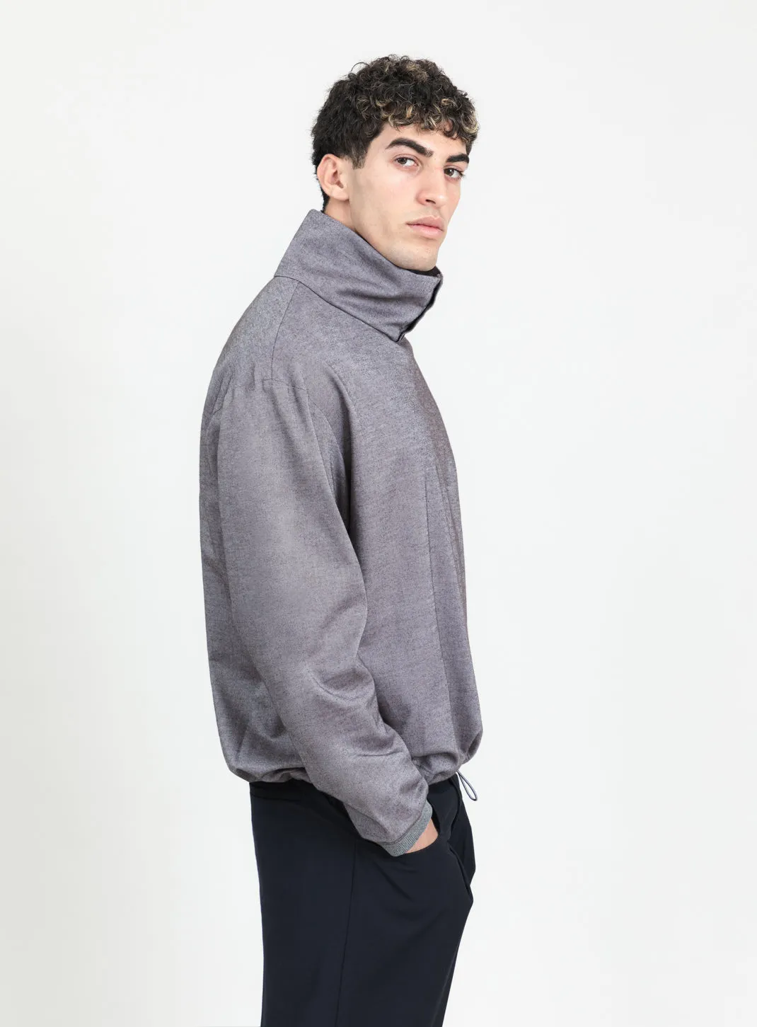 Large Neck Sweatshirt in Warm Gray Cotton Flannel