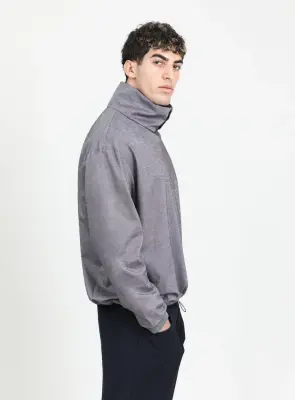 Large Neck Sweatshirt in Warm Gray Cotton Flannel