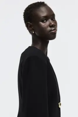 Blazer sans col - Noir — photo 2