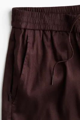 Short Easy-care Relaxed Fit en lin mélangé - Marron foncé — photo 5