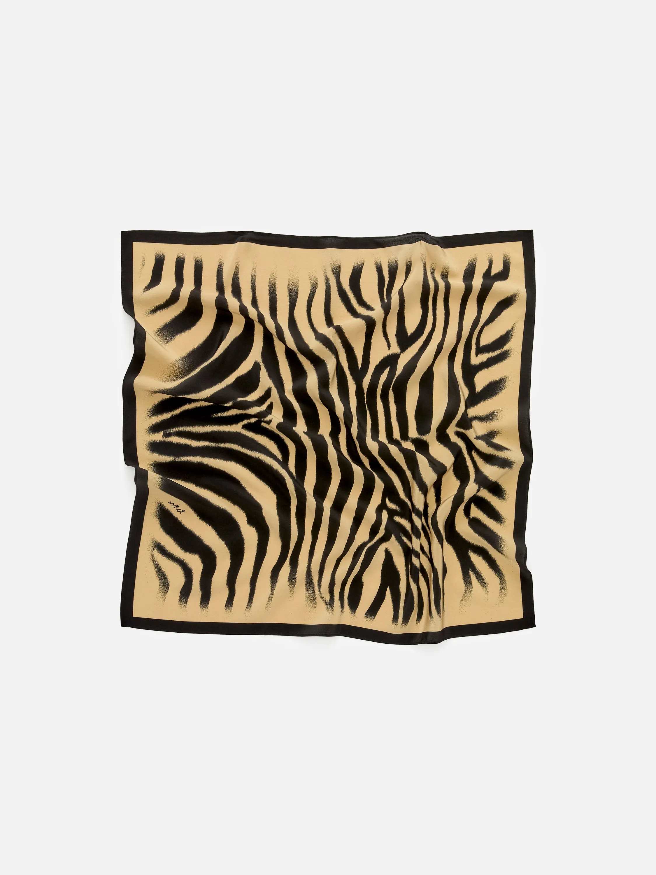 Foulard en soie imprimé - Beige/Noir
