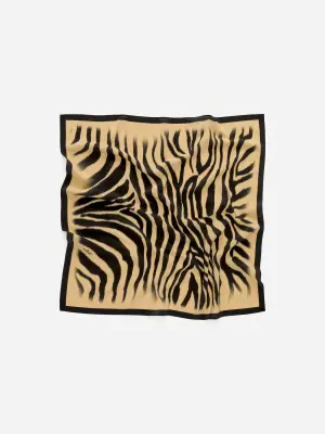 Foulard en soie imprimé - Beige/Noir — photo 1