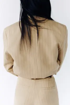 Pantalon chic en lin mélangé - Beige/rayures tennis — photo 3
