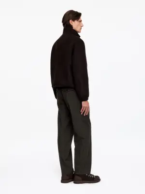 Pantalon large en laine - Marron — photo 2