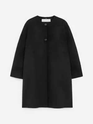 Manteau cape en laine mélangée doublée - Noir — photo 5