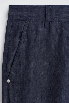 PANTALON REGULAR DROIT EN DENIM BRUT - BLEU ENCRE — photo 4