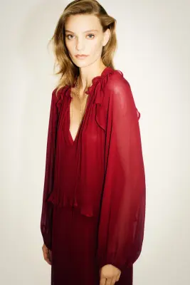 Robe volantée - Rouge foncé — photo 2