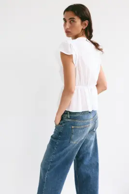 Blouse volantée - Blanc — photo 2