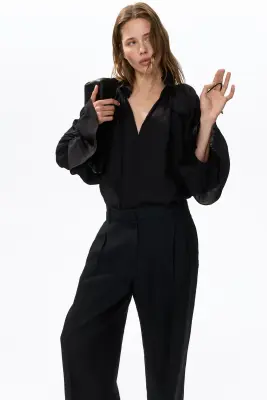 Pantalon chic en lin - Noir — photo 2