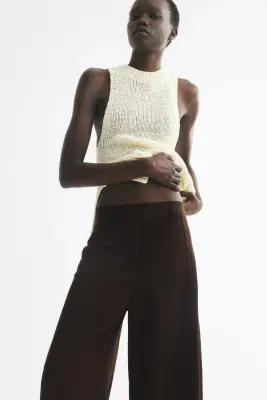 Viscose-blend barrel trousers - Marron foncé — photo 1