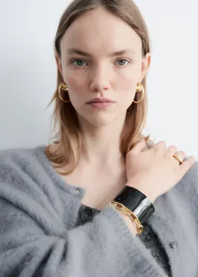 Bracelet manchette bicolore - Noir/Doré — photo 1