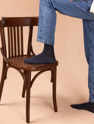 Chaussettes côtelées - Navy — photo 1